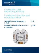 HomeMatic HmIPW-FIO6 Installation Instructions And Operating Manual