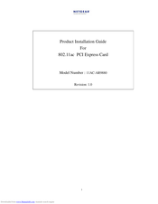Netgear 11AC-AR9880 Product Installation Manual