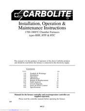 Carbolite HTF 18/27 Installation, Operation & Maintenance Instructions Manual