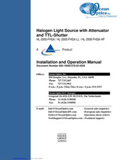 Ocean Optics HL-2000-FHSA-HP Installation And Operation Manual