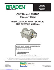 BRADEN CH280 Installation Maintenance And Service Manual