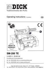 Dick SM-200 TE Operating Instructions Manual