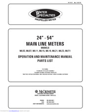 Water Specialties Propeller meter MLT1 Operation And Maintenance Manual