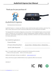 Broadcastvision Entertainment AudioFetch Express User Manual