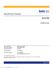 Belair 200 Installation Manual