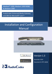 AudioCodes Mediant 1000 MSBG Installation And Configuration Manual