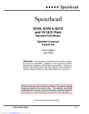Spearhead Q21S Operator's Manual & Parts List