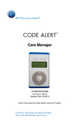 RF Technologies Code Alert Care Manager In-Service Manual