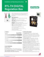 Simplex RTL-TH DIGITAL Installation And Operating Instructions Manual