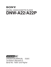 Sony Betacam SX DNW-A22 Operation Manual