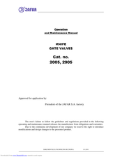 Jafar 2905 Operation And Maintenance Manual