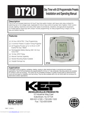 Kessler-Ellis Products DT20 Installation And Operating Manual