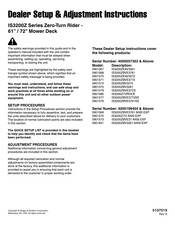 Briggs & Stratton IS3200ZBV3261 Dealer Setup & Adjustment Instructions Manual