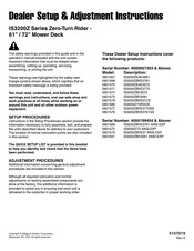 Briggs & Stratton IS3200Z/72RDCE Dealer Setup & Adjustment Instructions Manual