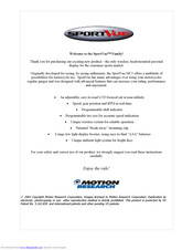 Motion Research SportVue MC1 Manual