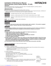 Hitachi PC-AR Installation & Maintenance Manual