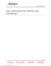 actigraph wActiSleep+ User Manual