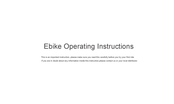 Velovolt City Ebike Operating Instructions Manual