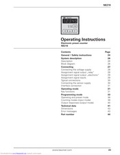 Baumer NE216 Operating Instructions Manual