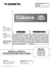 Dometic 747GRN11.000 Installation And Operation Instructions Manual