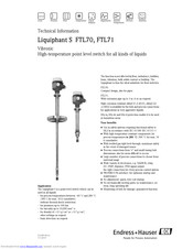 Endress+Hauser Liquiphant S FTL70-**********N Series User Manual & Technical Information
