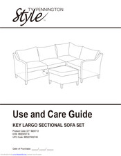 Ty Pennington Style KEY LARGO SECTIONAL SOFA SET Use And Care Manual
