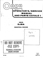 Onan DJBA Series Operator's/Service Manual And Parts Catalog
