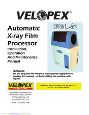 Velopex Sprint Installation, Operation And Maintenance Manual