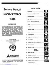 Mitsubishi MOTORS Montero 1984 Service Manual