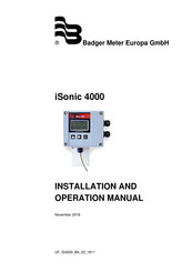 Badger Meter iSonic 4000 Installation And Operation Manual