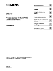 Siemens Siemens Simatic PCS7 Function Manual
