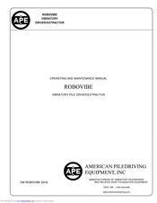 APE ROBOVIBE Operating And Maintenance Manual