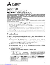 Mitsubishi Electric FR-PA07 Instruction Manual