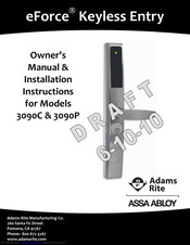 Assa Abloy Adams Rite eForce 3090P Owner's Manual & Installation Instructions