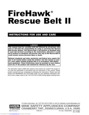msa FireHawk Rescue Belt II Instructions For Use Manual