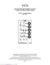 Blacet Research VCO2100 User & Assembly Manual