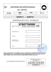 Bottarini GDP21 Maintenance And Operating Manual