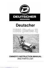 Deutscher H660 Owner's Manual And Parts Book