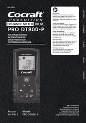 Cocraft PRO DT800-P Original Instructions Manual