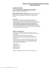 Climate King HCK-BX9 Instruction Manual
