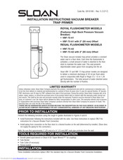 Sloan VBF-72-A1 Installation Instructions