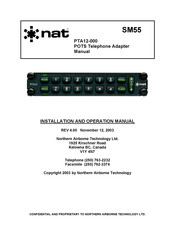 Nat PTA12-000 Installation And Operation Manual
