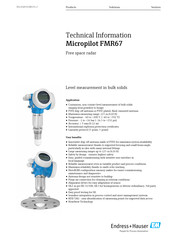 Endress+Hauser Micropilot FMR67 Technical Information