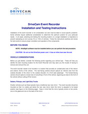 DriveCam Event Recorder Installation And Testing Instructions
