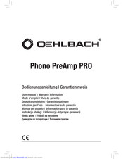 Oehlbach Phono PreAmp Pro User Manual