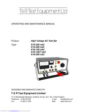 T&R KV5-100 mk2 Operating And Maintenance Manual