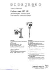 Endress+Hauser Proline t-mass 65I Technical Information