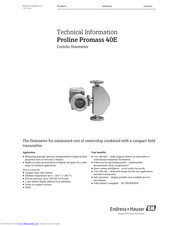 Endress+Hauser Proline Promass 40E Technical Information