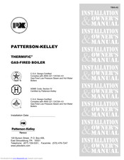 Patterson-Kelley Thermific Installation & Owner's Manual