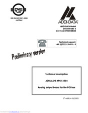 Addi-Data ADDIALOG APCI-3504 Technical Description